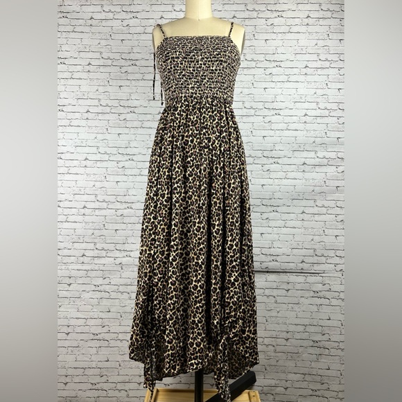 Adam Levine Leopard Animal Print maxi summer dress ties at the top size S - Picture 3 of 10